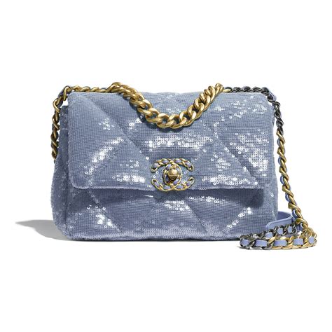 chanel blue sequin bag